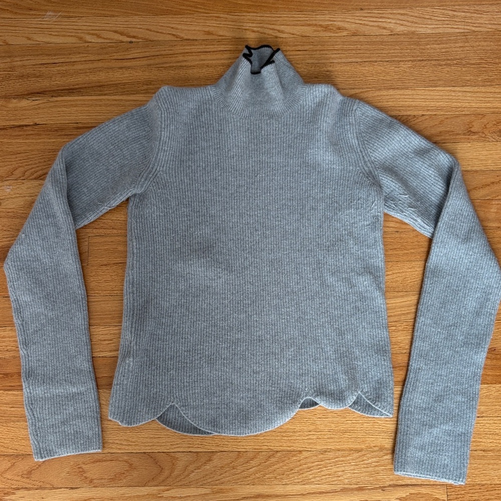 MARNI Gray Ribbed Turtleneck Sweater